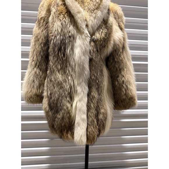 Vintage Tibor Furs Genuine Fur Coat Brown Tan Shawl Collar Mid Length Womens M - Picture 4 of 8